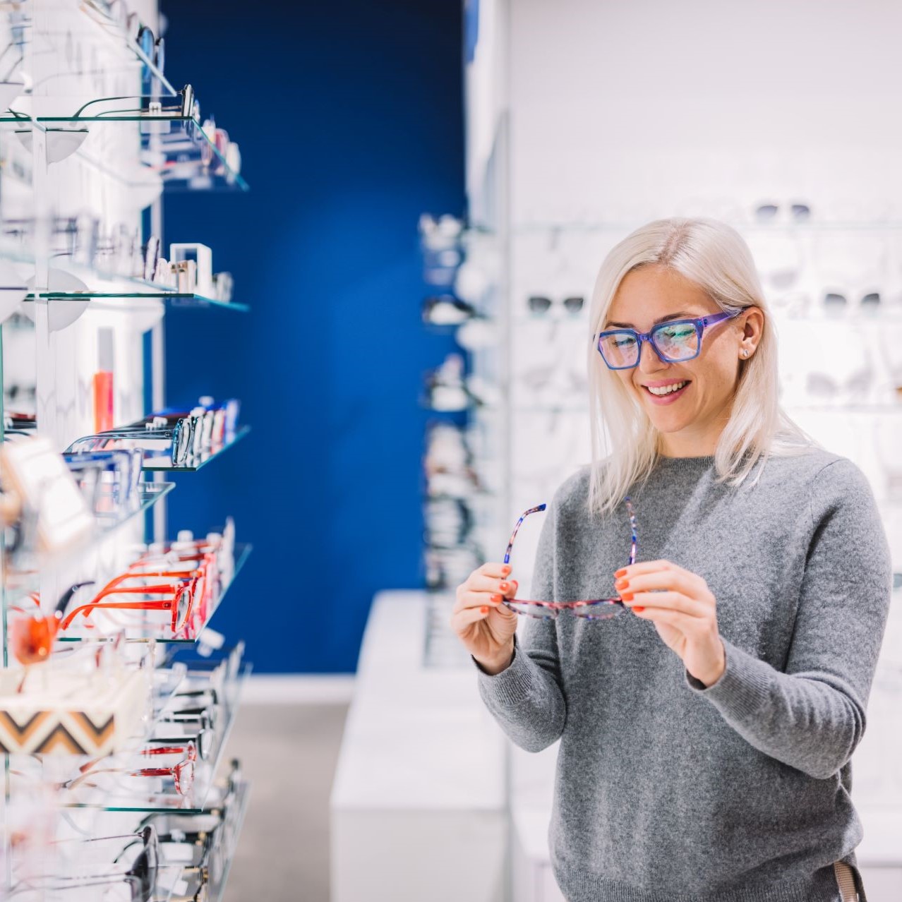 Woman Trying on Glasses